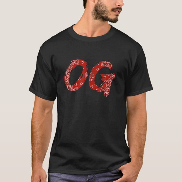 OG Original Gangster Compton Red Bandana-Print T-Shirt | Zazzle