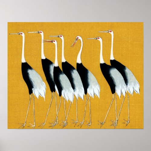 Ogata Korin Japanese Red Crowned Cranes Poster