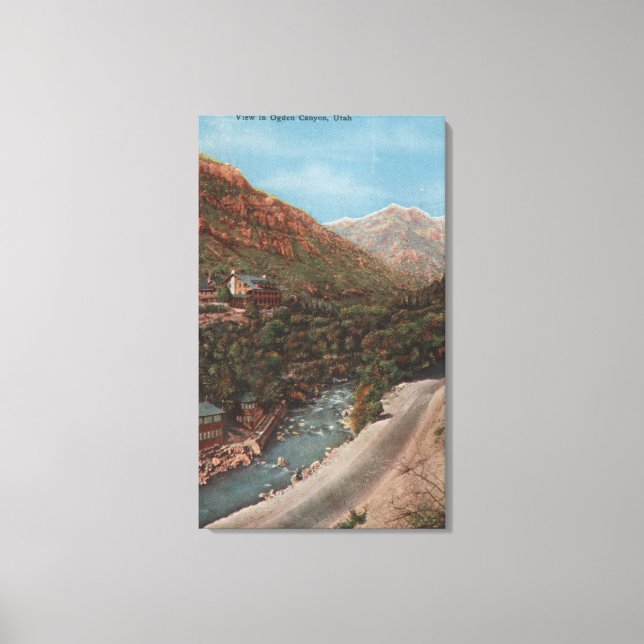 Ogden, Utah - Ogden Canyon View & River Canvas Print (Front)