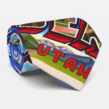 Ogden Utah Ut Vintage Large Letter Postcard Neck Tie by AmericanTravelogue at Zazzle