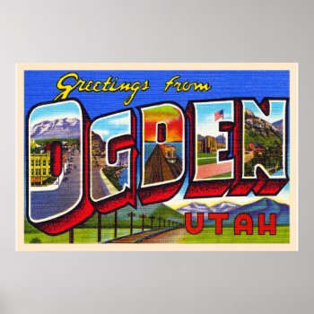 Ogden Utah Ut Vintage Large Letter Postcard Poster by AmericanTravelogue at Zazzle