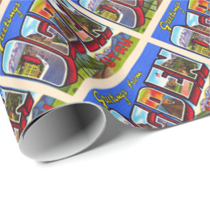 Ogden Utah UT Vintage Large Letter Postcard Wrapping Paper