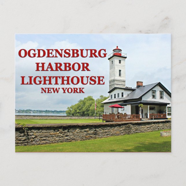 Ogdensburg Harbor Lighthouse, New York Postcard (Front)