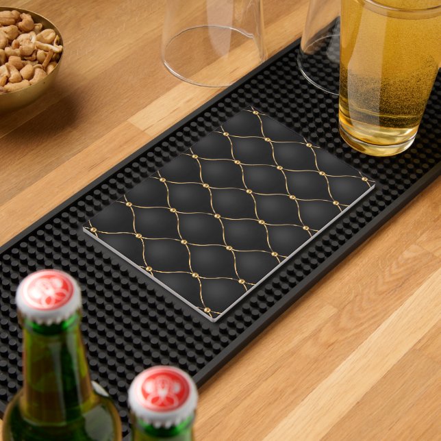 Ogee Black Gold Diamond Tufted Bar Mat (Insitu (Bar 2))