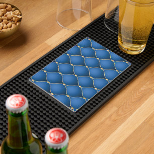 Ogee Blue Gold Diamond Tufted Bar Mat