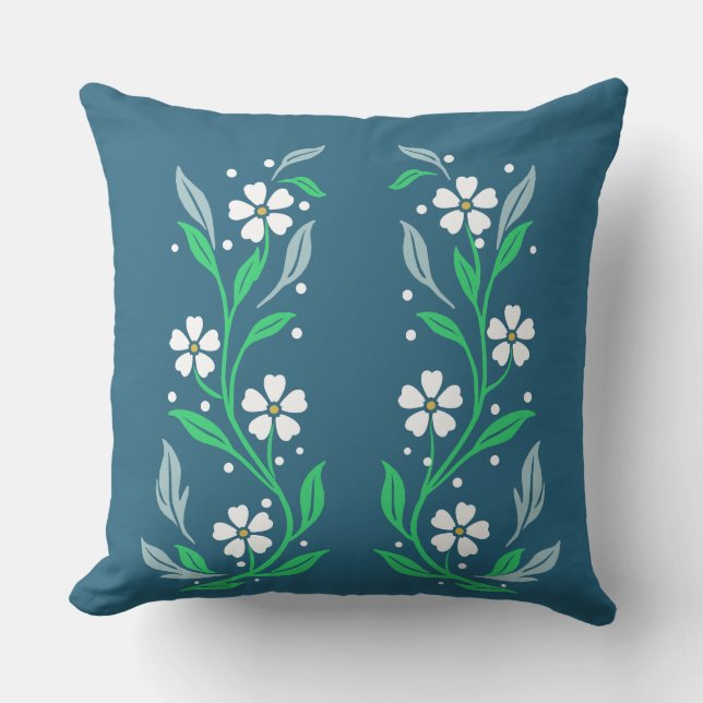 Ogee Daisy Vine Throw Pillow (Front)