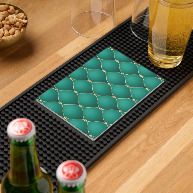 Ogee Emerald Green Gold Diamond Tufted Bar Mat (Insitu (Bar 2))