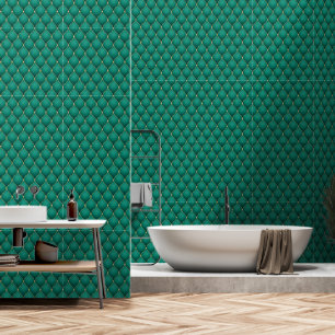 Ogee Gold Diamond Tufted Emerald Green Wallpaper