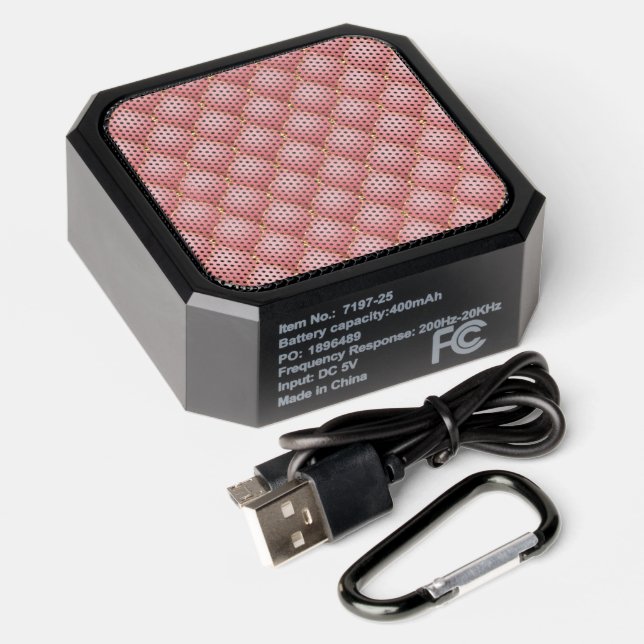 Ogee Gold Diamond Tufted Pink Blush Bluetooth Speaker (Laydown)