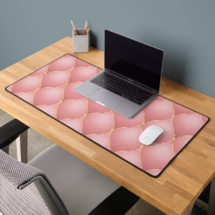 Ogee Gold Diamond Tufted Pink Blush Desk Mat