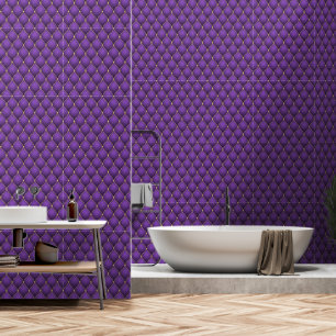 Ogee Gold Diamond Tufted Purple Wallpaper