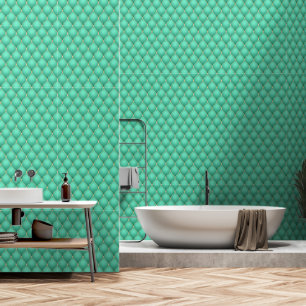 Ogee Gold Diamond Tufted Teal Wallpaper