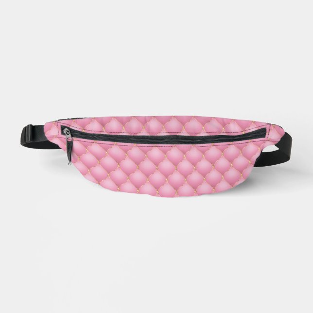 Ogee Gold Diamonds Tufted Light Pink Fanny Pack (Front)