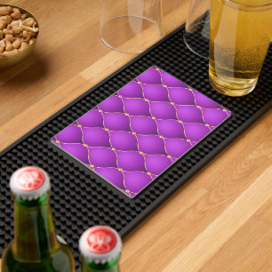 Ogee Purple Violet Gold Diamond Tufted Bar Mat