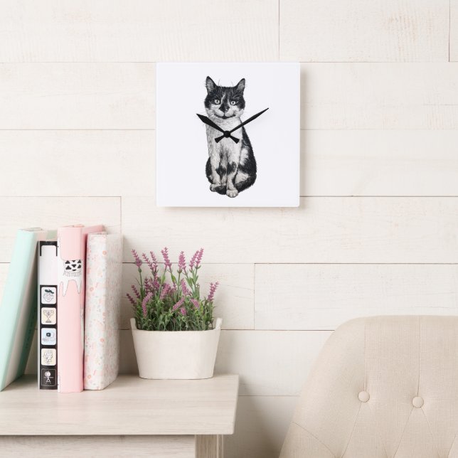 Ogie the cat square wall clock (Reading Room)