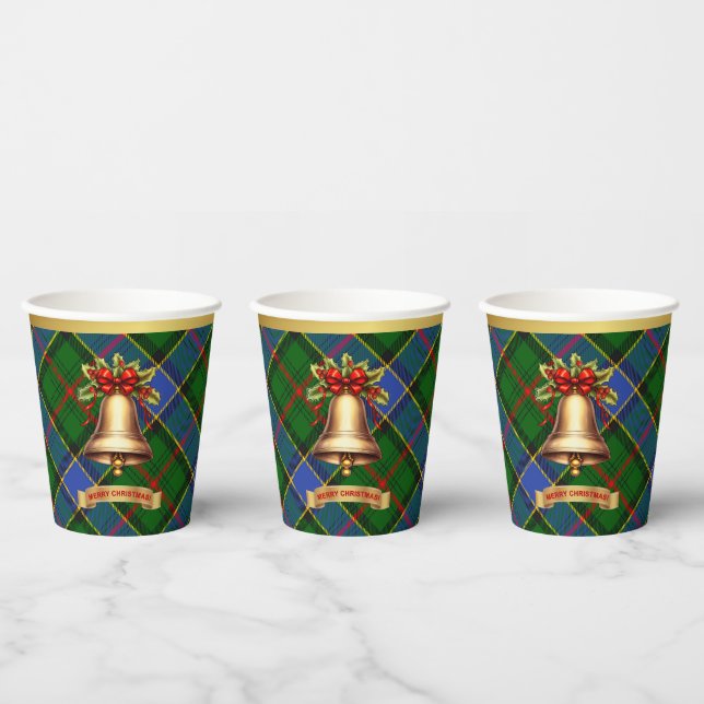 Ogilvie Personalized Tartan Christmas Paper Cups (Multi)