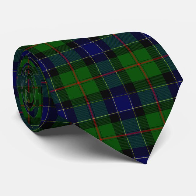 Ogilvie tartan blue green plaid neck tie (Rolled)