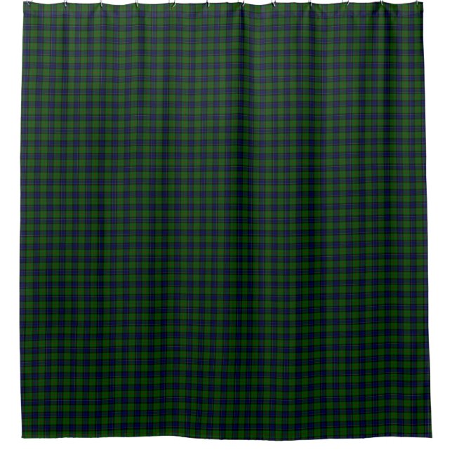 Ogilvie tartan blue green plaid shower curtain (Front)