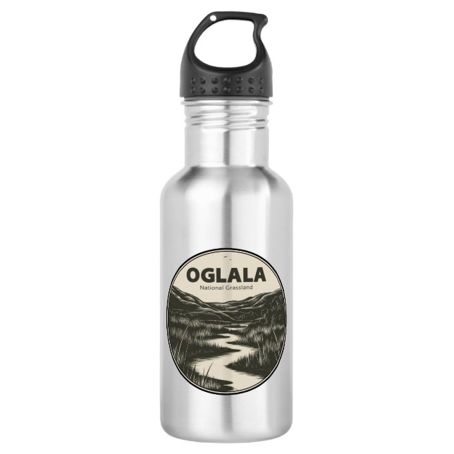 Oglala National Grassland Nebraska Stream Stainless Steel Water Bottle (Front)
