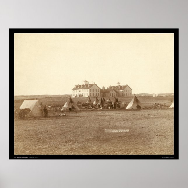 Oglala School & Indian Camp Pine Ridge SD 1891 Poster (Front)