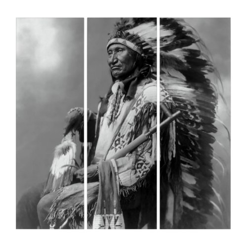 Oglala Sioux Chief Rocky Bear c 1899 Triptych