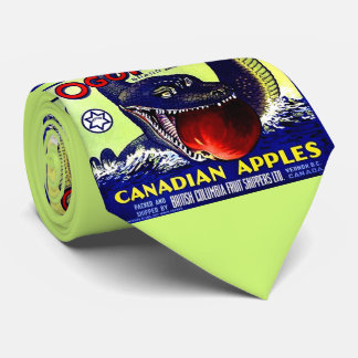 Ogopogo Canadian apples crate label print Neck Tie