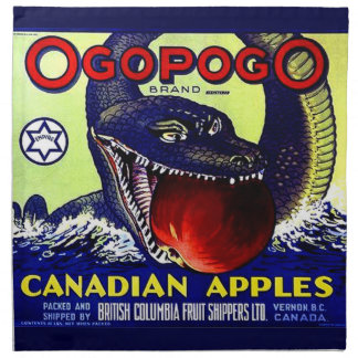 Ogopogo Canadian apples fruit crate label Cloth Napkin