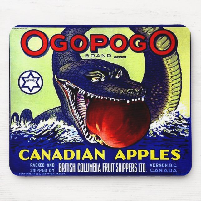Ogopogo Canadian apples fruit crate label Mouse Pad (Front)