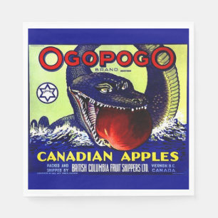 Ogopogo Canadian apples fruit crate label Napkins