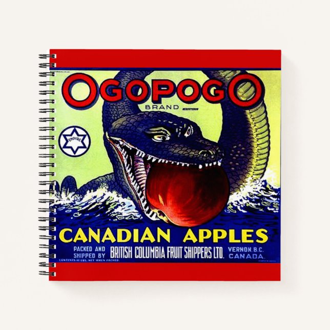 Ogopogo Canadian apples fruit crate label Notebook (Front)