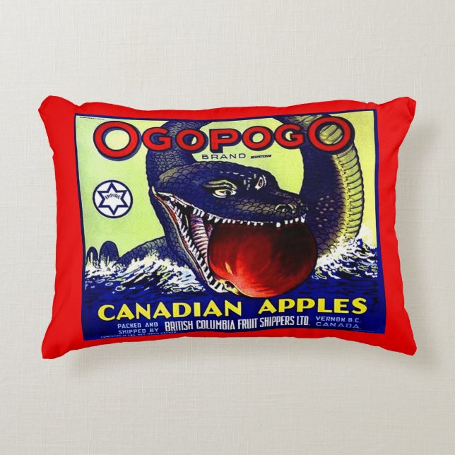 Ogopogo Canadian apples fruit crate label print Accent Pillow (Front)