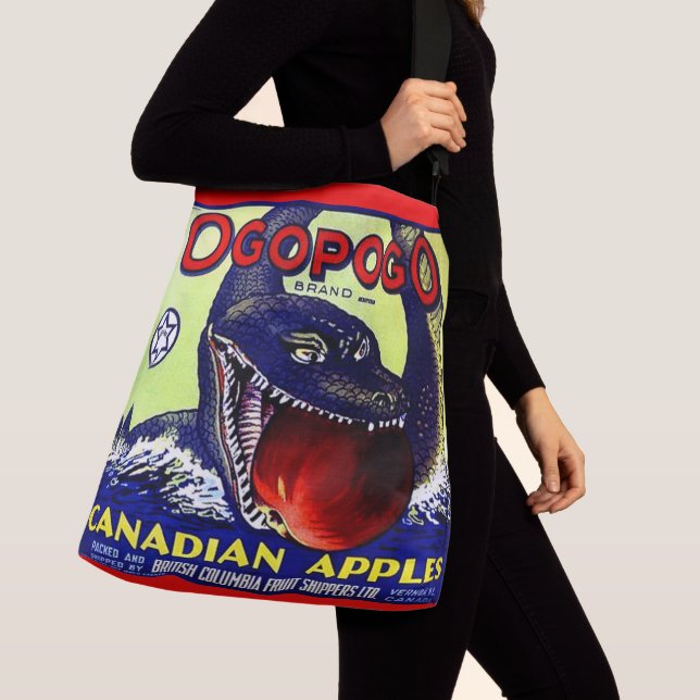 Ogopogo Canadian apples fruit crate label print Crossbody Bag (Close Up)