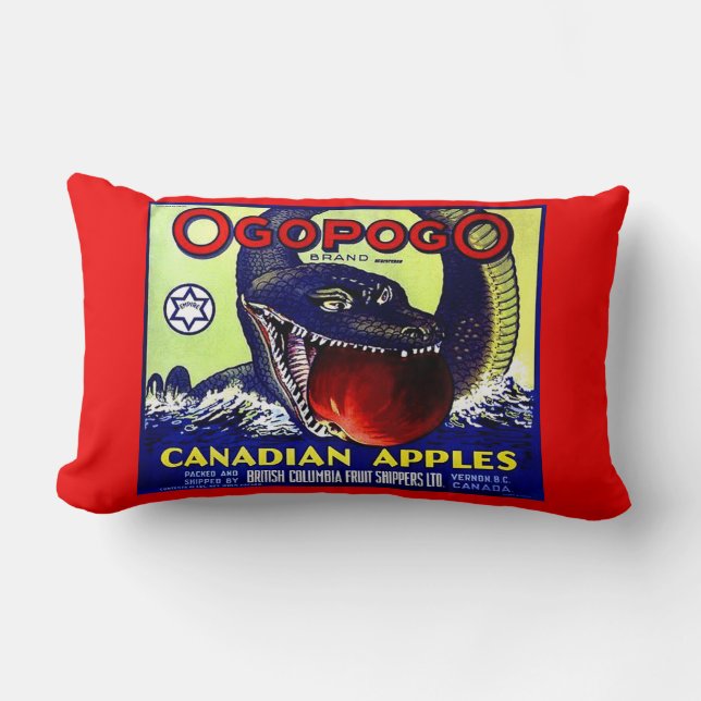 Ogopogo Canadian apples fruit crate label print Lumbar Pillow (Front)
