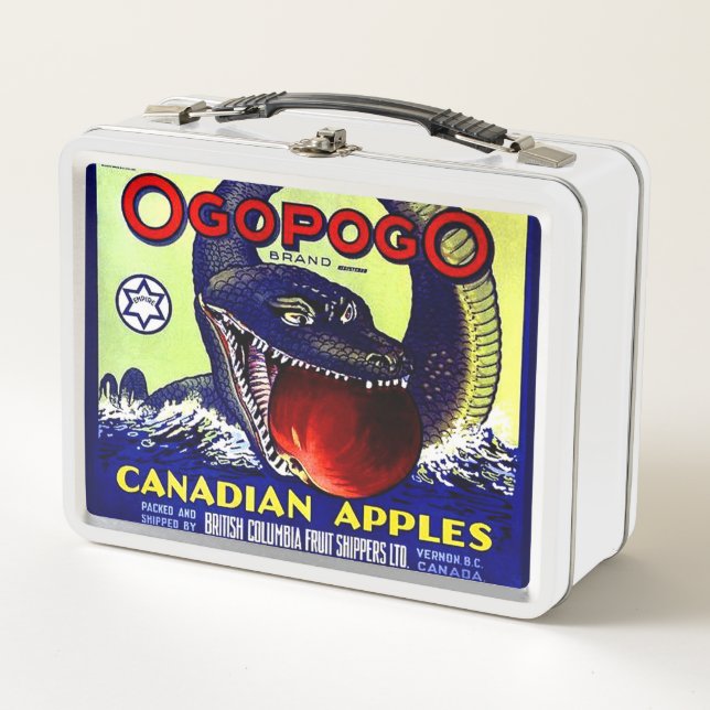 Ogopogo Canadian apples fruit crate label print Metal Lunch Box (Front)