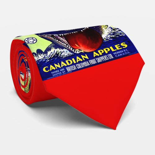 Ogopogo Canadian apples fruit crate label print Neck Tie