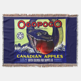 Ogopogo Canadian apples fruit crate label print Throw Blanket