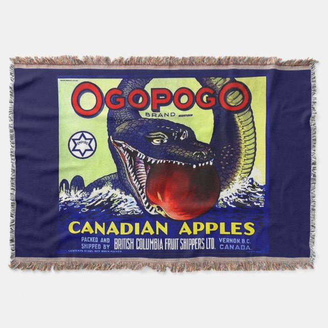 Ogopogo Canadian apples fruit crate label print Throw Blanket (Front)