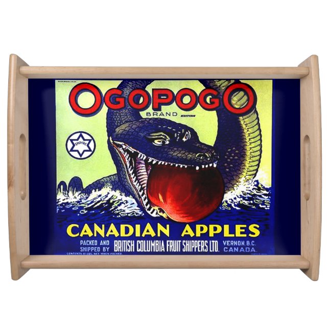 Ogopogo Canadian apples fruit crate label Serving Tray (Front)