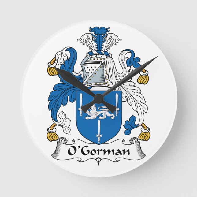 O'Gorman Family Crest Round Clock (Front)