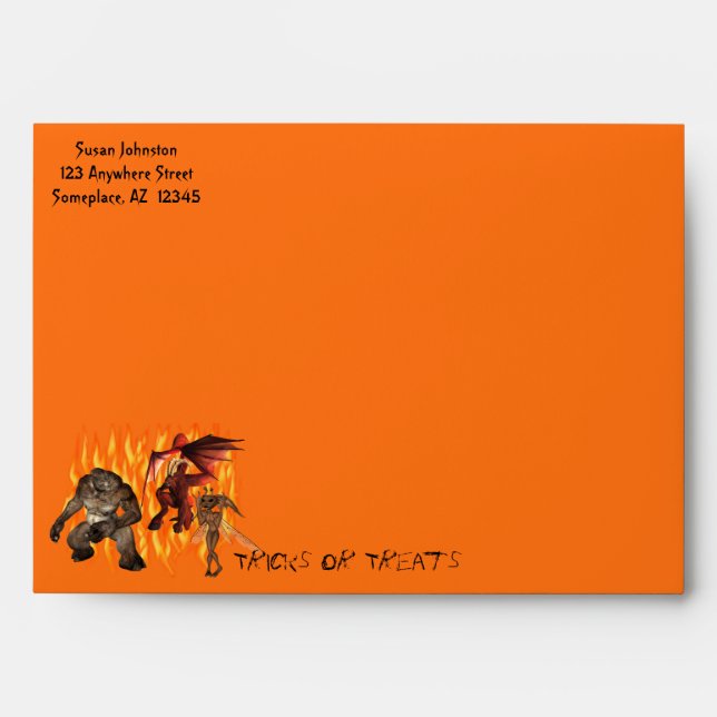 Ogre Demons Flames Halloween Envelope (Front)