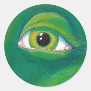 Ogre green eye dinosaur frog lizard painting art classic round sticker