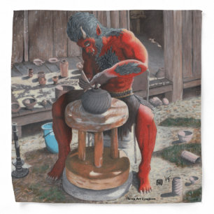 Ogre Using Pottery Wheel Fantasy Art Bandanna
