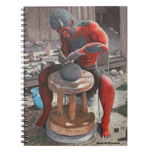Ogre Using Pottery Wheel Fantasy Spiral Notebook (Front)