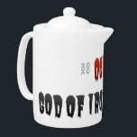Ogun God Of Iron And War Teapot<br><div class="desc">Adorned with chains and two swords,  this design encapsulates the essence of Ogun's warrior spirit. Each element is meticulously crafted to enhance the visual appeal while embodying a sense of power and protection that resonates deeply with those who wear it.</div>