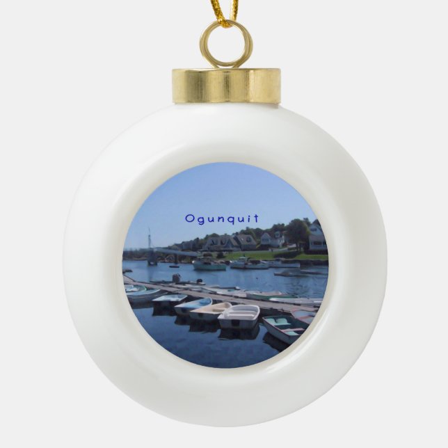 Ogunquit, Maine Ceramic Ball Christmas Ornament (Front)