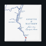 Ogunquit Maine Map Elegant Wedding Favor Magnet<br><div class="desc">These Ogunquit, Maine map wedding favor magnets are perfect to welcome your out of town guests with welcome bag goodies, or customize them for your wedding party. The heart is over Cliff House Maine, but you can move the heart by clicking "Edit Using design tool" under "Personalize". These custom wedding...</div>