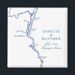 Ogunquit Maine Map Elegant Wedding Favor Magnet<br><div class="desc">These Ogunquit, Maine map wedding favor magnets are perfect to welcome your out of town guests with welcome bag goodies, or customize them for your wedding party. The heart is over Cliff House Maine, but you can move the heart by clicking "Edit Using design tool" under "Personalize". These custom wedding...</div>