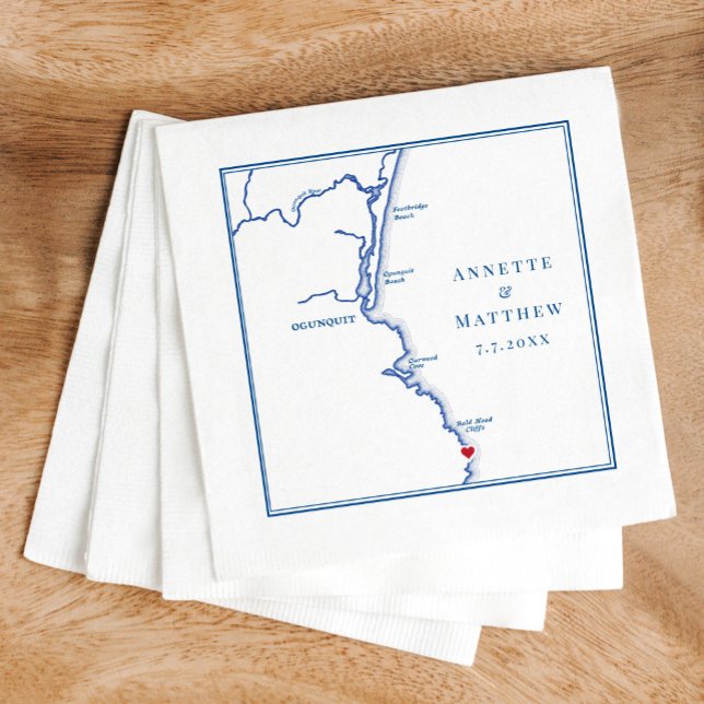 Ogunquit Maine Map Elegant Wedding Napkins (Creator Uploaded)