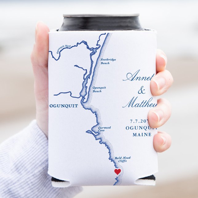 Ogunquit Maine Map Wedding Favor Drink Can Cooler (Creator Uploaded)