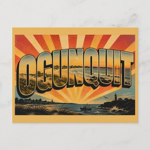Ogunquit Maine Sandy Beach Dune Shoreline Art Postcard